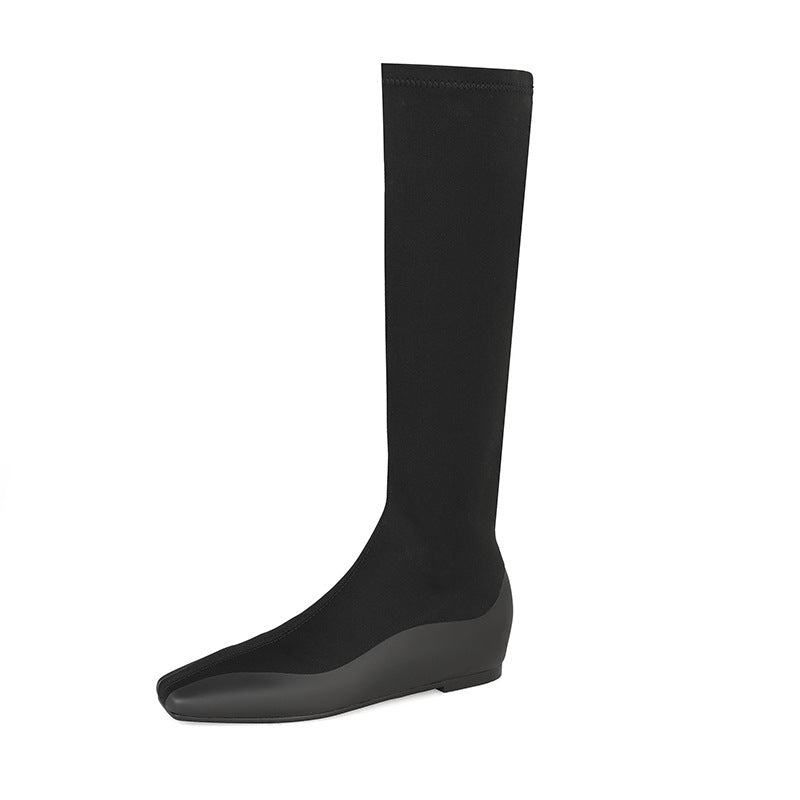 Socks Autumn Minimalist Stretch Thin Female Women's Leather Boots