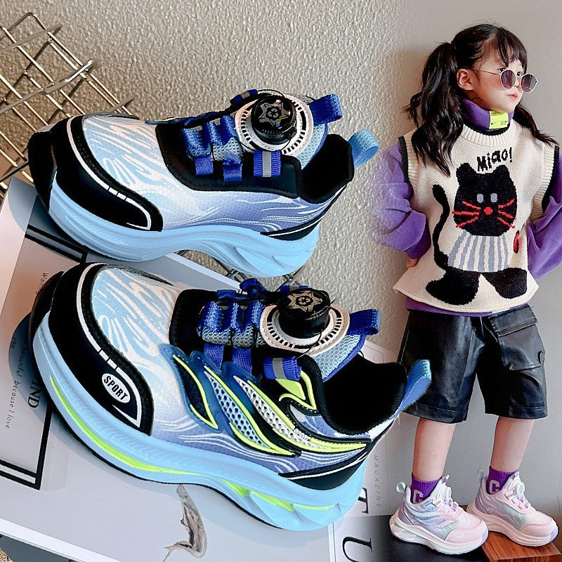 Children's Fashion Rotating Button Boys Running Sneakers