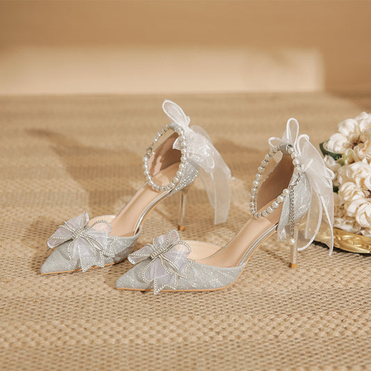 Women's High Stiletto Pointed Sequined Wedding Sexy Sier Women's Fashion Shoes