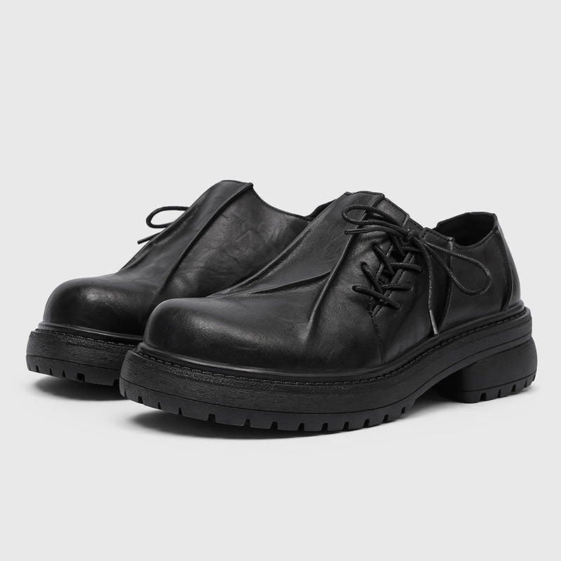 Men's Derby High-grade Black Commuter Niche Small British Leather Shoes