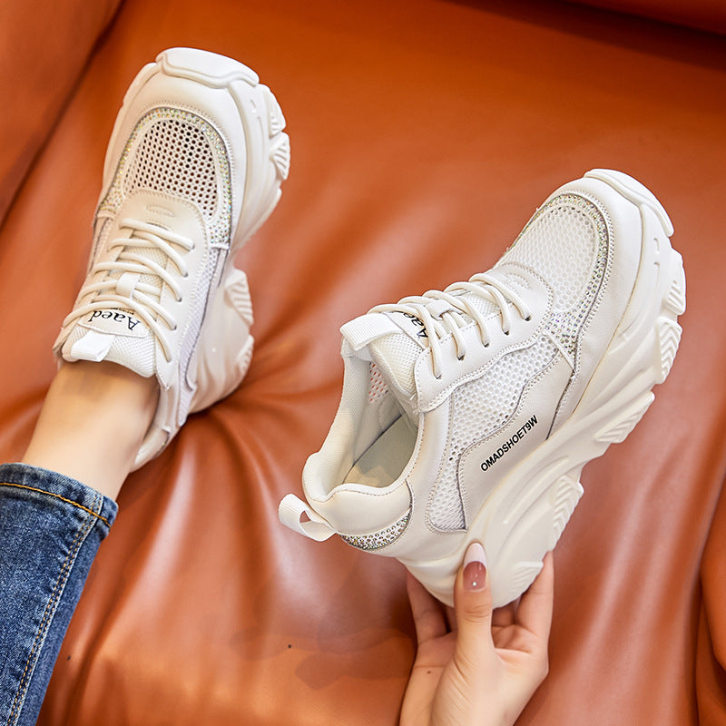 Women's Dad Hidden White Platform Sports Small Heels