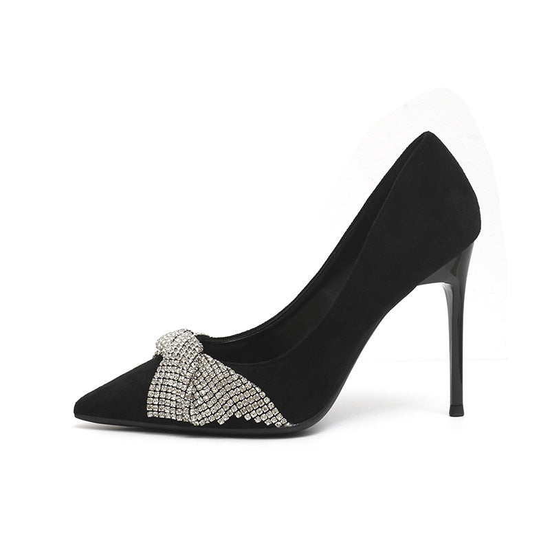 Small Size Rhinestone High Female Temperament Sexy Stiletto Plus Heels
