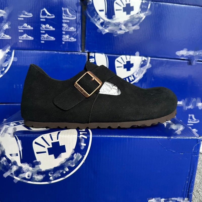 Women's Full Strap Pumps Single Buckle Pure Yuan Thick-soles Slippers