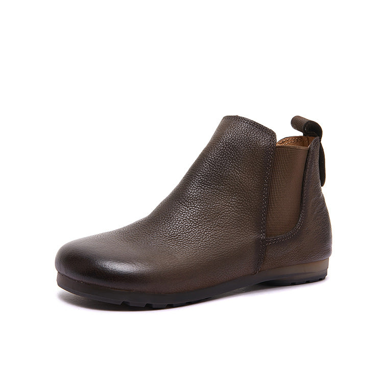 Women's Chelsea Genuine Lazy Slip On Customizable Women's Leather Boots