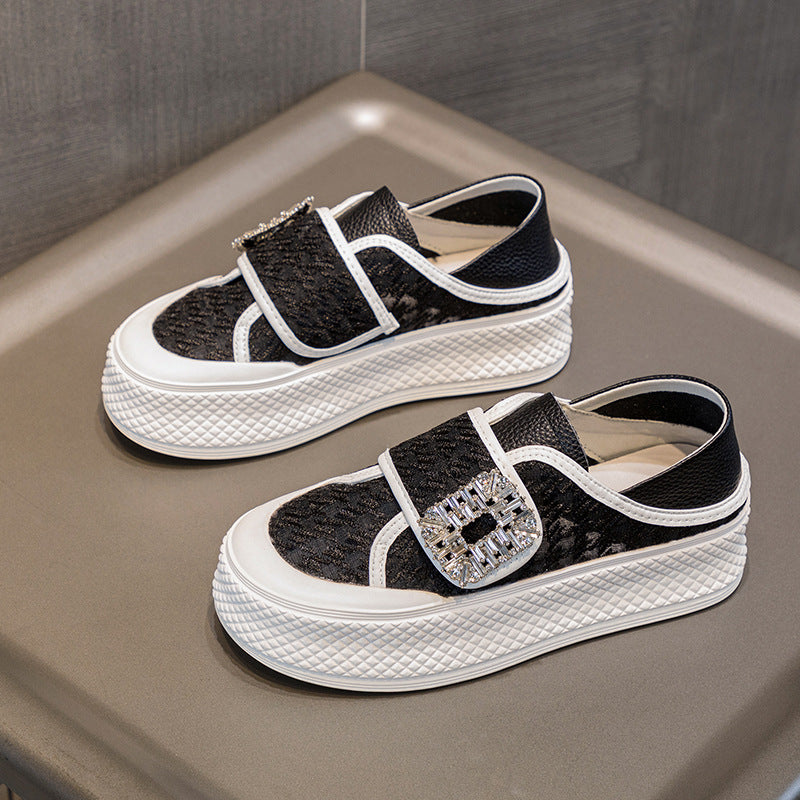 Women's White Summer Breathable Mesh Velcro Comfortable Casual Shoes