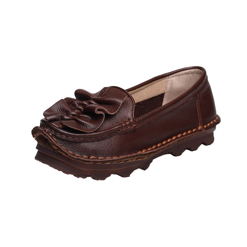 Women's Shallow Mouth Handmade Twisted Flower Round Toe Slip-on Women's Casual Shoes