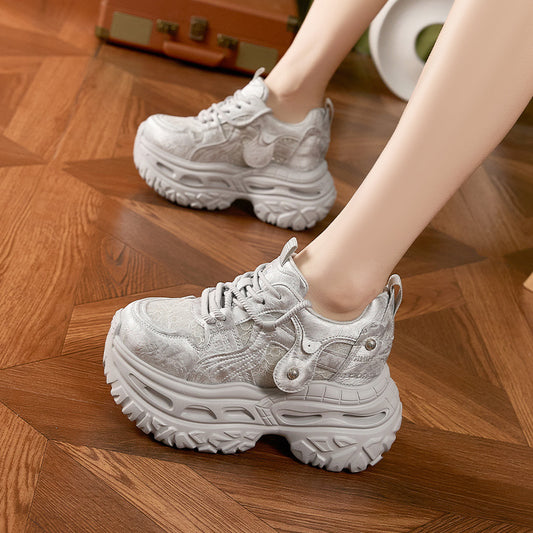 Women's Platform Dad Spring Fashion Mesh Portable Height Increasing Women's Sports Shoes