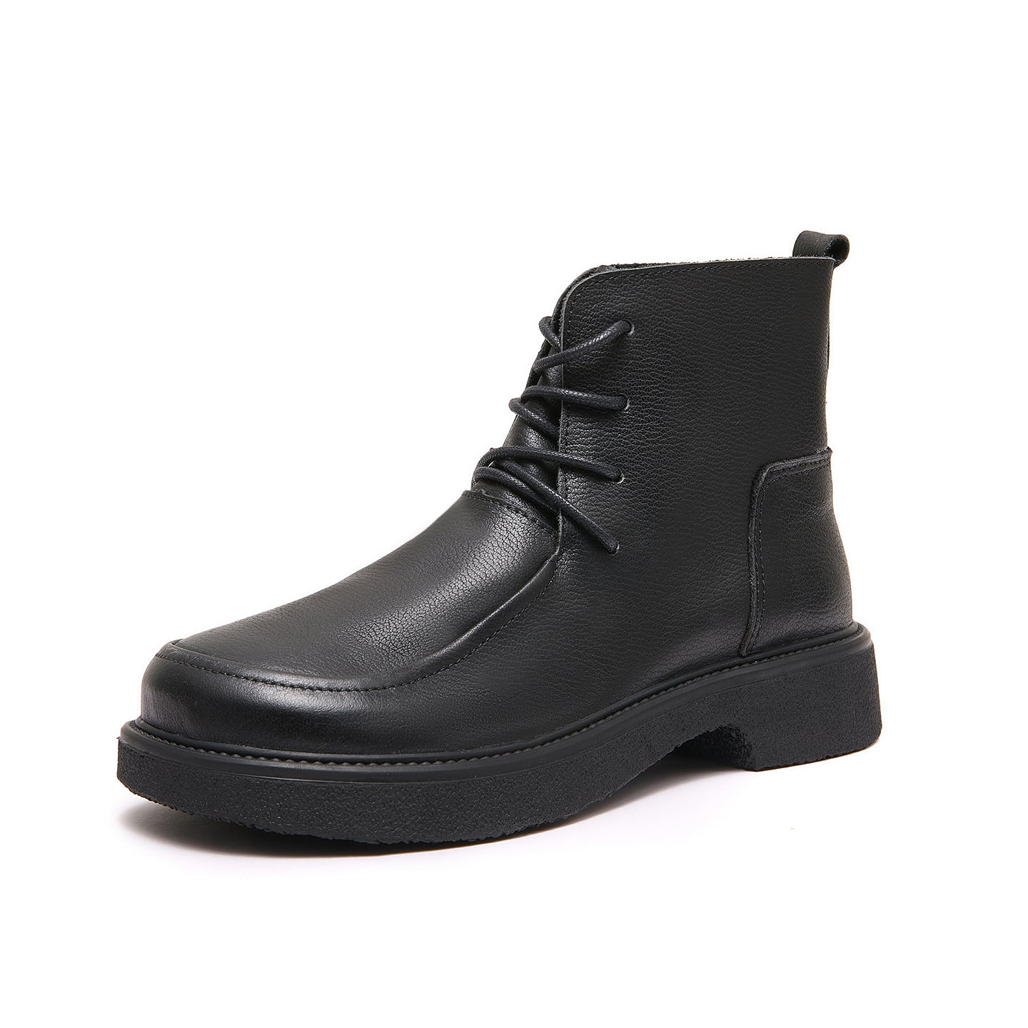 Women's Genuine Large Toe Wide Ankle Retro British Style Small Cowhide Women's Leather Boots