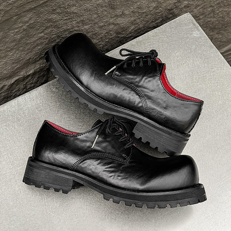 Men's Young High-grade Sense Increased Design Niche British Style Thick Bottom Men's Casual Leather Shoes
