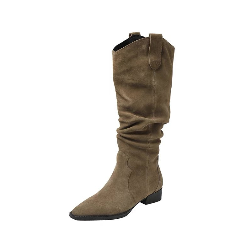 Women's Genuine Frosted Suede High Pile Style Women's Leather Boots