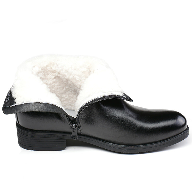 Men's Strong Man Cotton Cold Weather Short Tube Outdoor Fleece-lined Boots