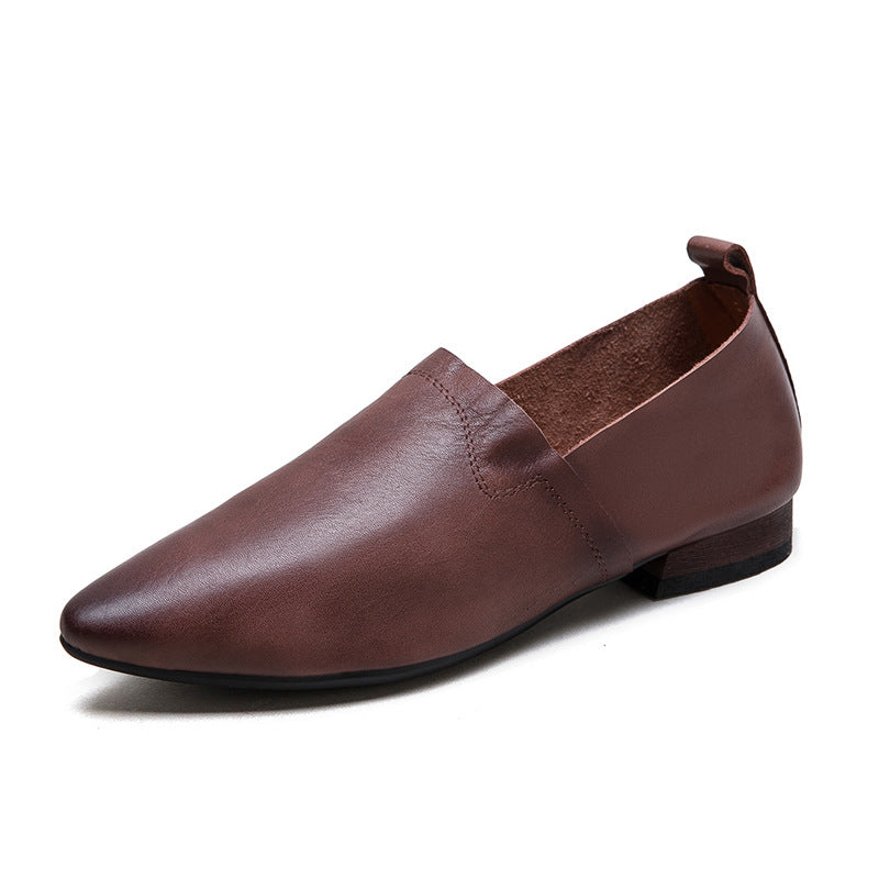 Women's Autumn Soft Top Layer Cowhide Slip-on Women's Casual Shoes