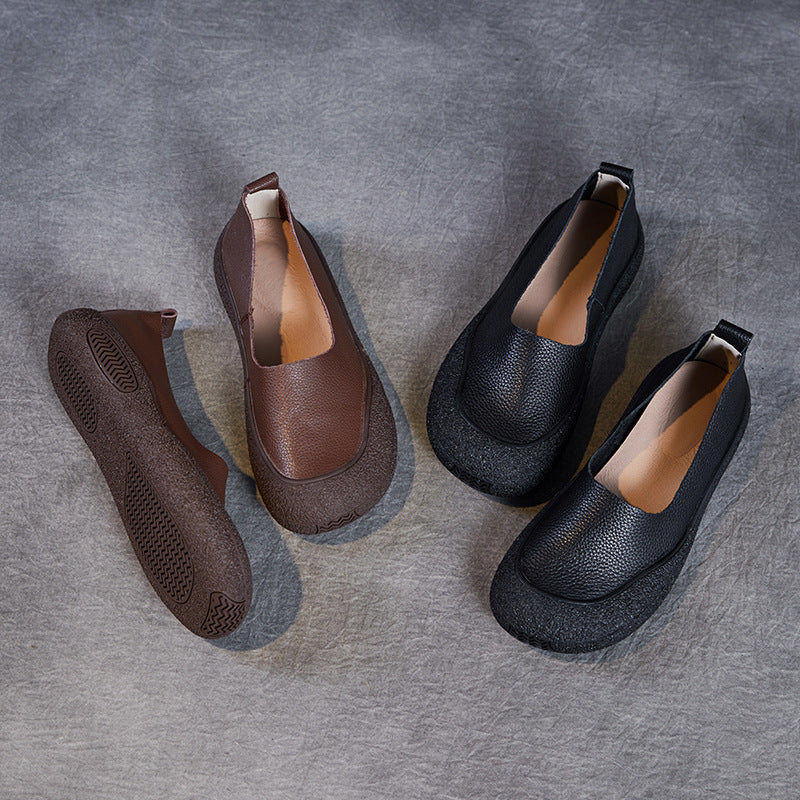 Women's Genuine Shallow Mouth Top Layer Cowhide Women's Shoes