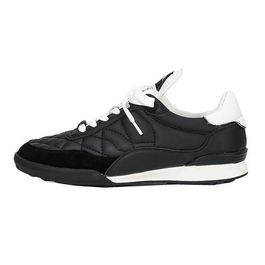 Women's Rhombus Korean Sports Flat White Thick-soled Sneakers