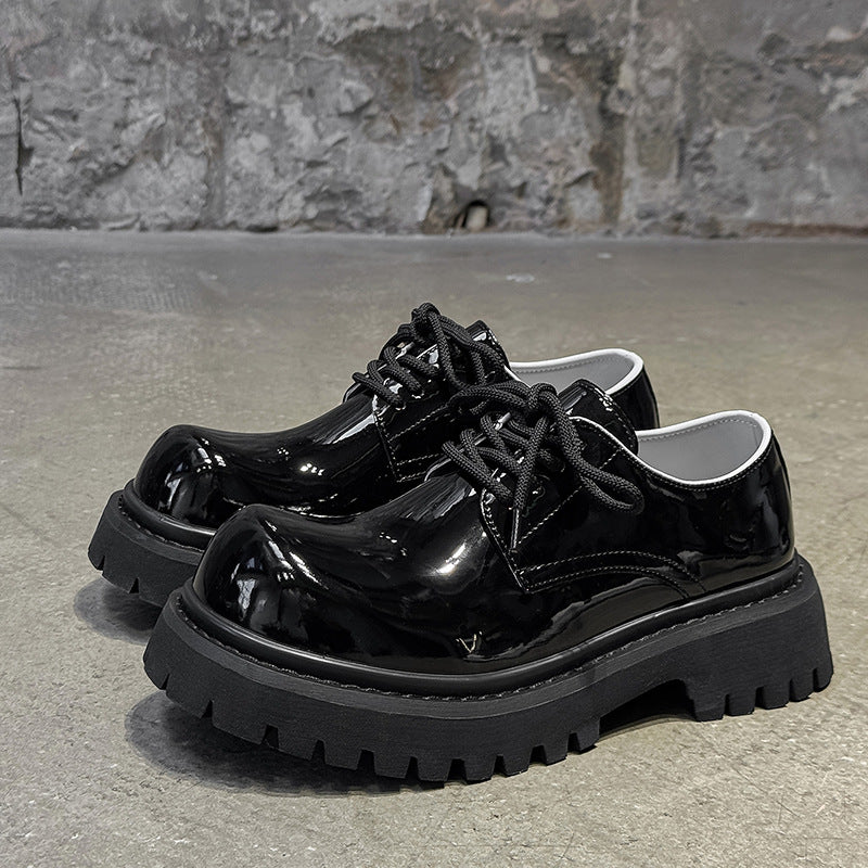 Men's Autumn Derby Big Head Glossy British Men's Casual Leather Shoes