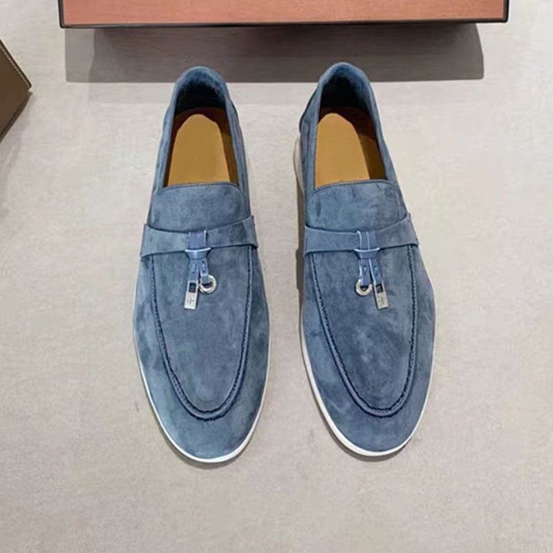 Women's & Men's Pendant Tassel Slip-on Flat Soft Bottom Suede Couple Loafers