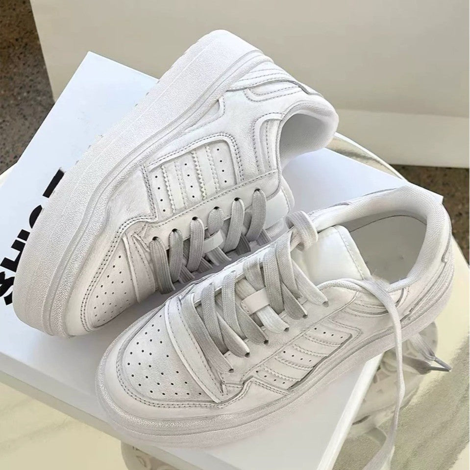Women's White Thick Bottom Elevator Wild Sports Women's Board Shoes