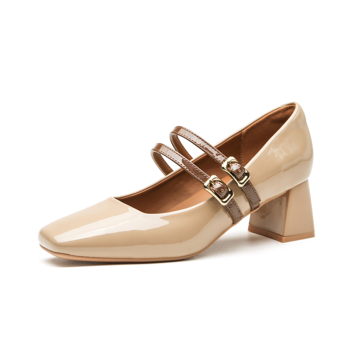 Women's Style Small Shallow Mouth Apricot Temperament Chunky Women's Fashion Shoes