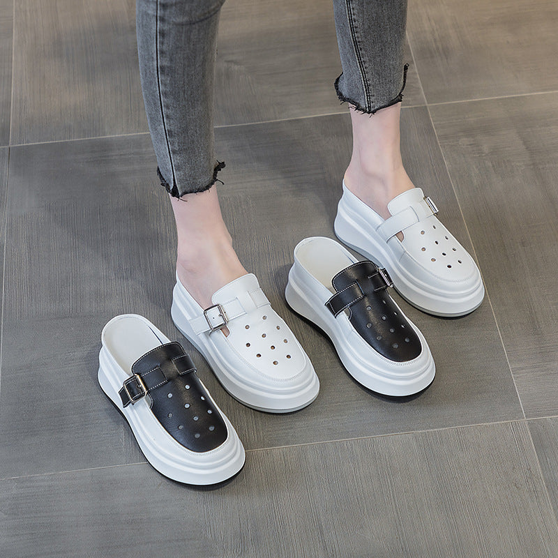 Women's Half Summer Platform Muffin Outer Wear High Soft Slippers