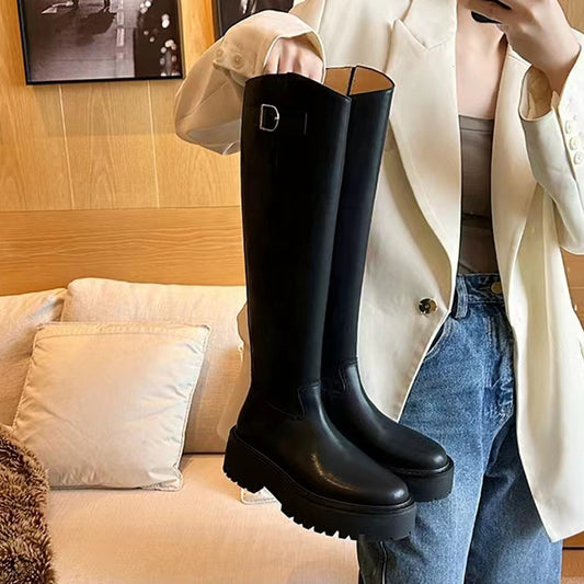 Small High Leg Side Zipper Below The Knee Boots