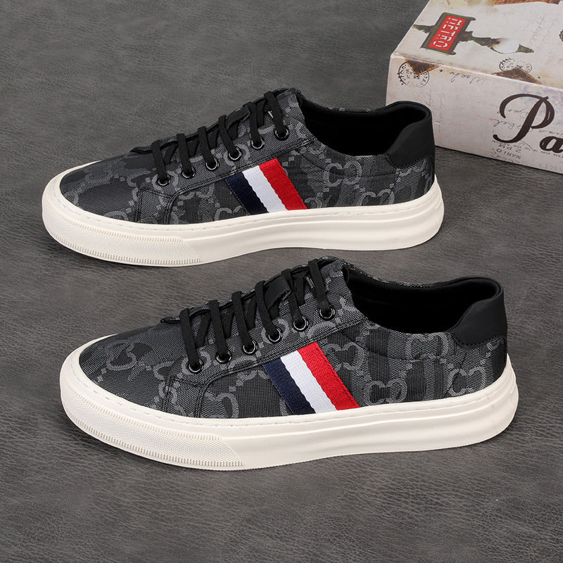 Men's Style Breathable Plaid No Lace Low Men's Canvas Shoes