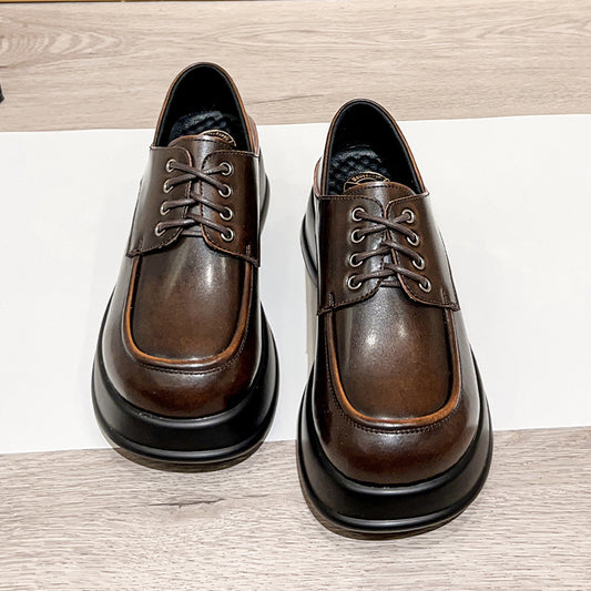 Autumn British Style Muffin Chunky Big Leather Shoes