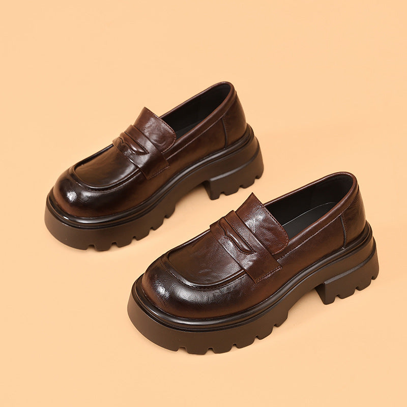 Women's Platform Skirt Wild Slip-on Pumps Chunky Loafers