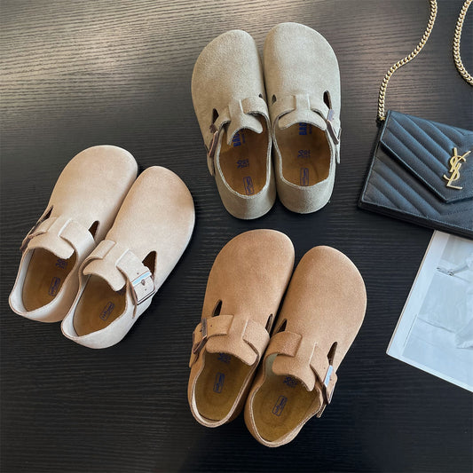 Women's Version Pure Cowhide Cork Closed Toe Lazy All-inclusive Women's Casual Shoes