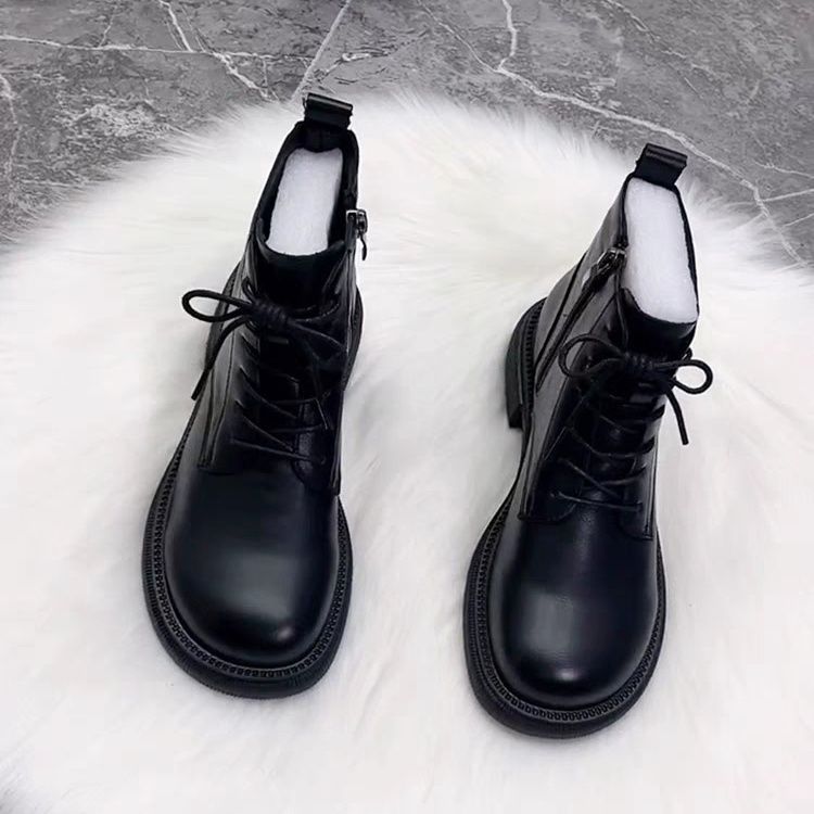 Women's Bottom England Style Patent Mango Head Fashion Short Winter Fleece-lined Boots