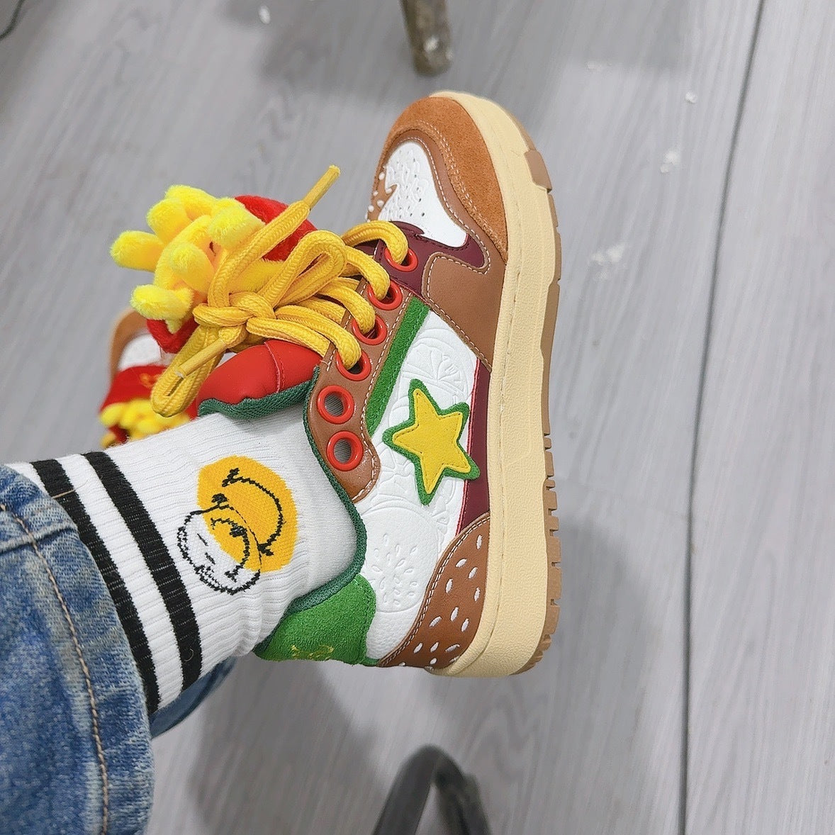 Women's & Men's Increased Lovers Hamburger Fries Star National Sneakers
