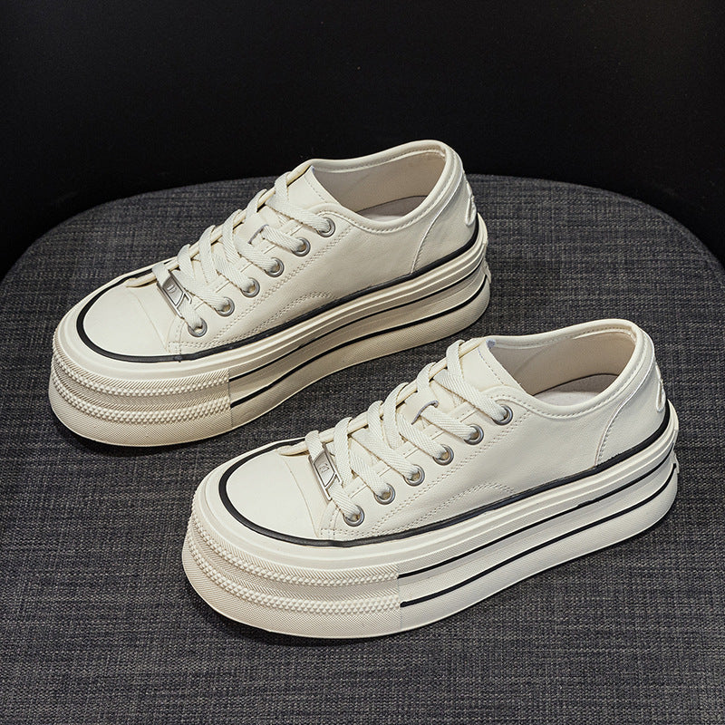 Women's Round Toe Platform Sports White Women's Board Shoes