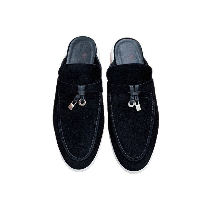 Toe Cap Semi French Comfortable British Flat Slippers