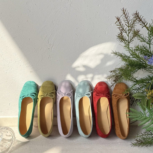 Women's Niche Shallow Mouth Sheepskin Retro Yellow Bow Fairy Style Women's Fashion Shoes