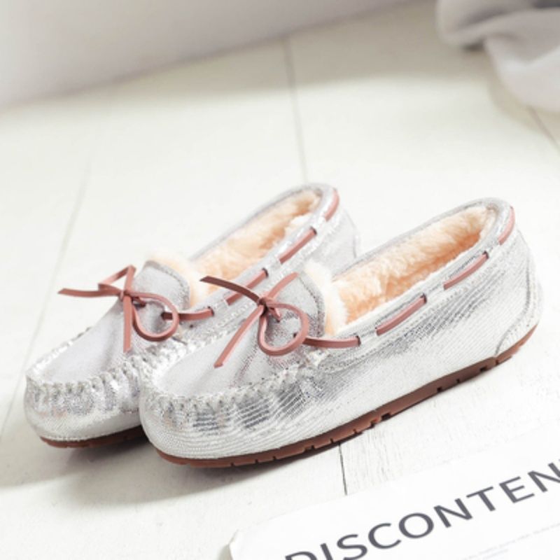 Women's With Fleece Lining Cotton Large Size Pregnant Fluffy Flat Bottom Loafers