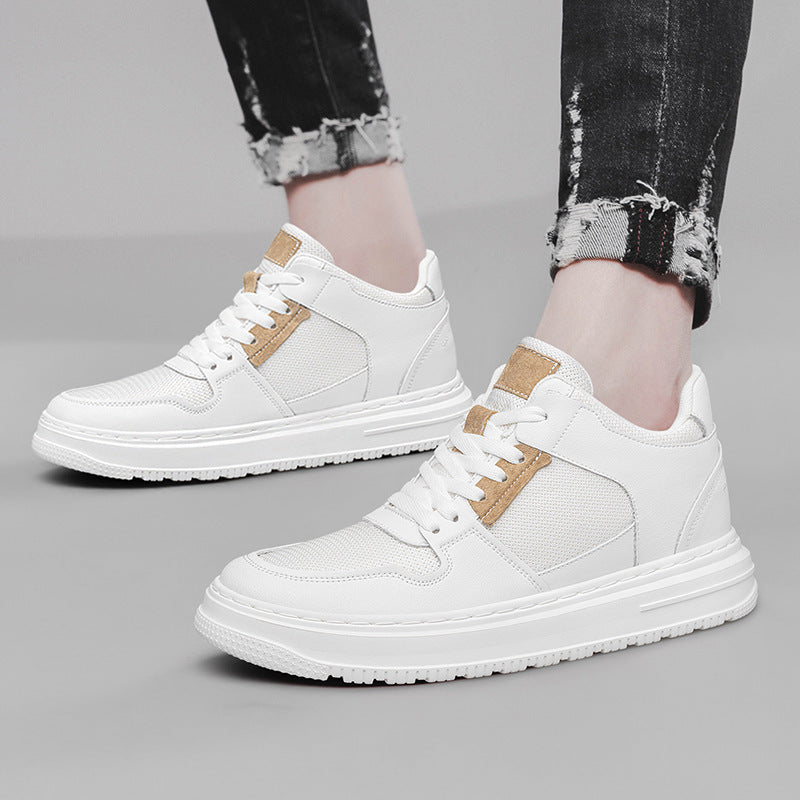 Men's Platform Inner Height Increasing White Plus Men's Board Shoes