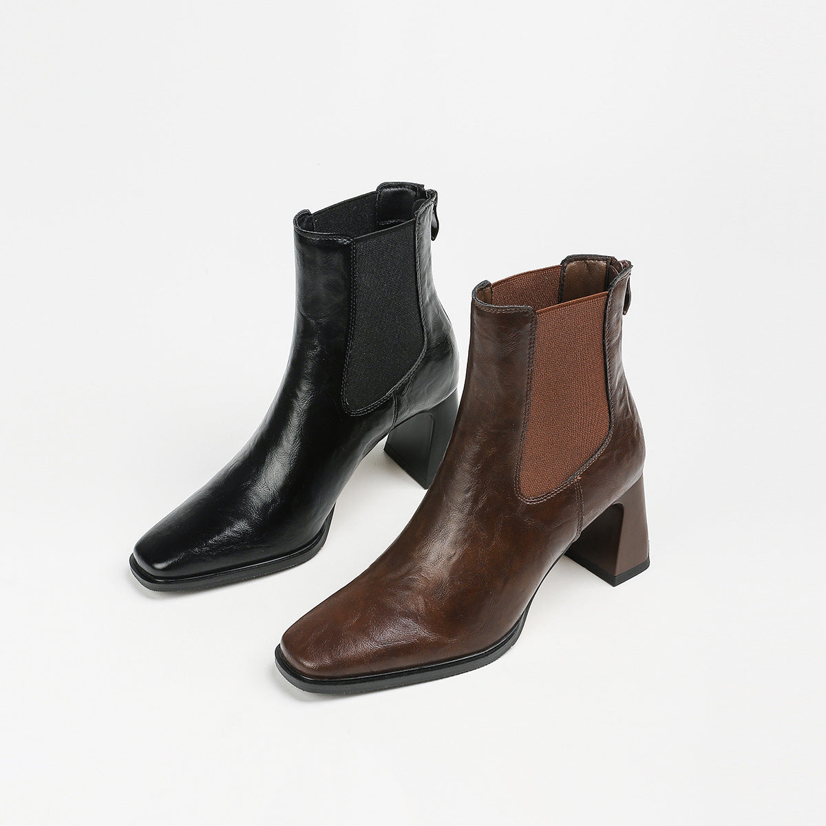 Women's Chunky Autumn Square Head Back Zip Boots