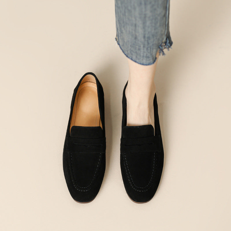 Women's Matte Sheepskin Rabbit Hair Fleece-lined Winter Fluffy Cotton Flat Loafers