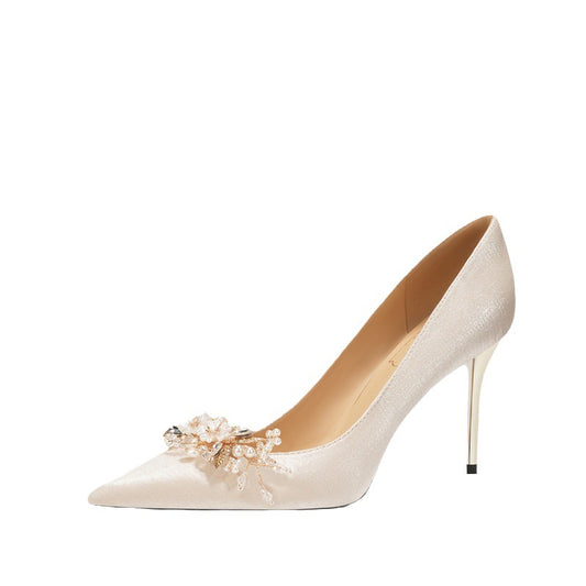 Wedding Dress Satin Bridal French Suit Pointed Women's Fashion Shoes