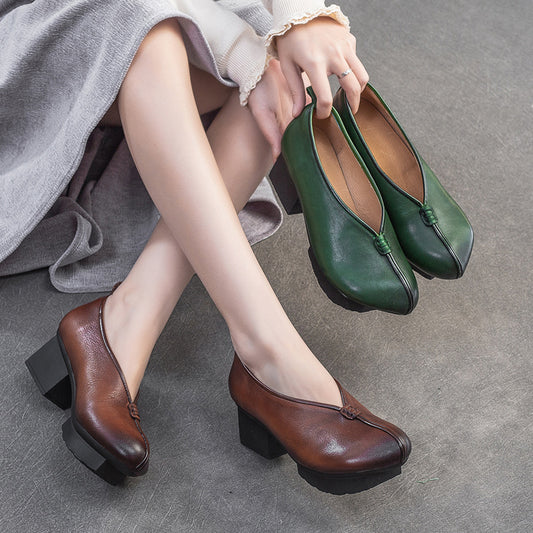 Women's National Style Chinese Plaid Top Layer Women's Casual Shoes