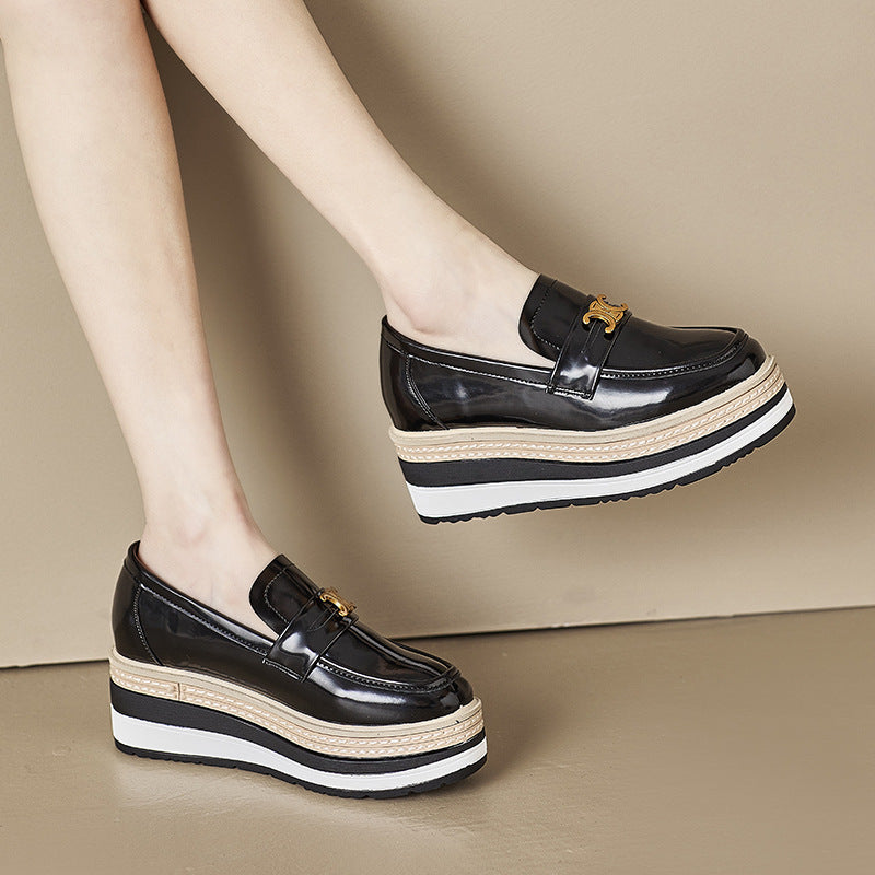 Korean Style Platform Height Increasing Wedge Casual Shoes