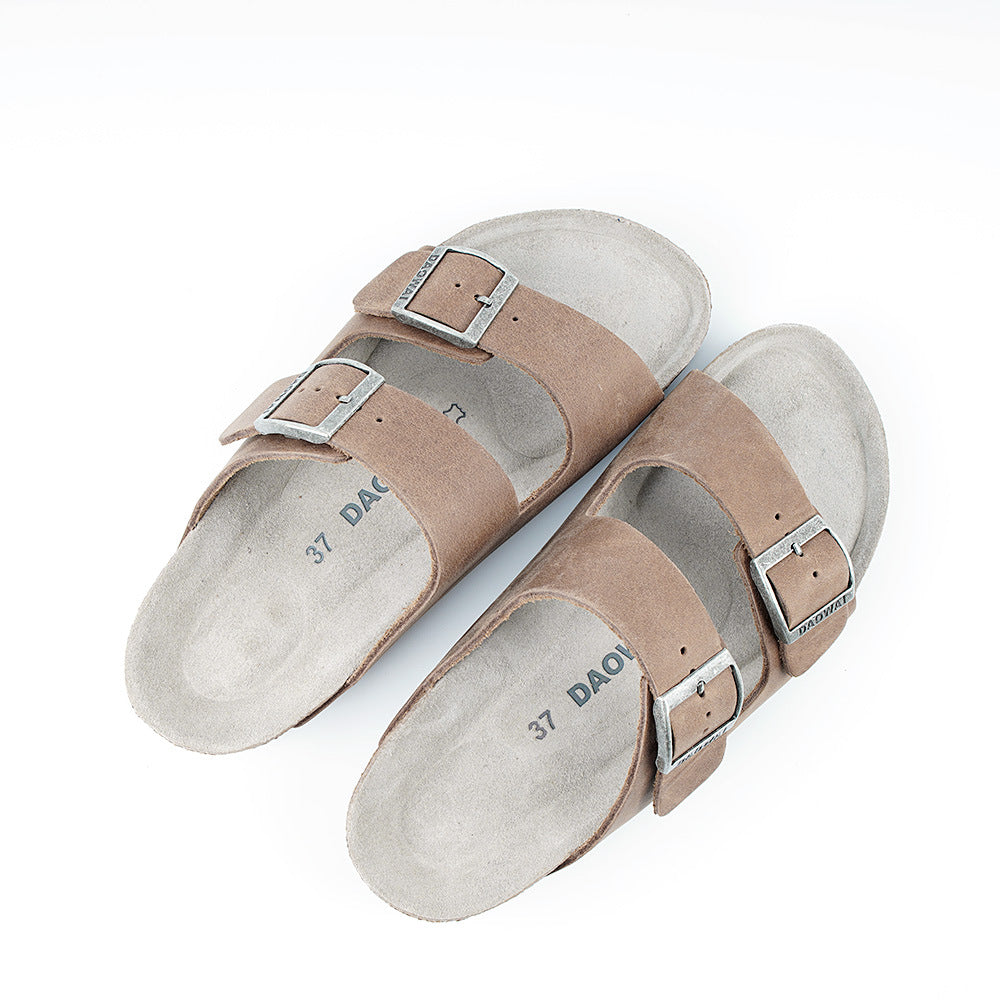 Flip-flops Unisex Outer Wear Summer First Layer Cowhide Sandals