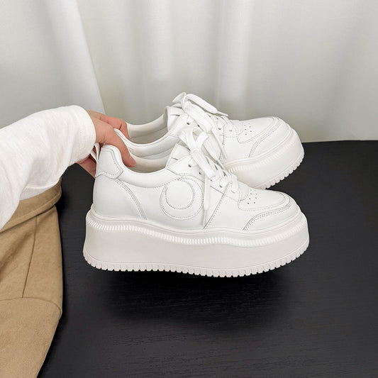Women's Small Curved Moon Platform White Spring Women's Board Shoes