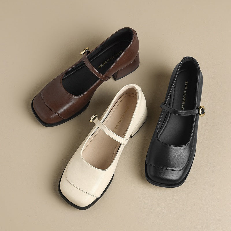 Women's Square Toe Mary Jane French Gentle Pumps Women's Fashion Shoes