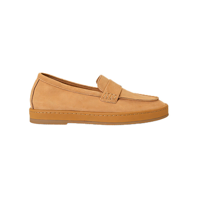 Layer Cowhide Female Flat Bottom Slip-on Loafers