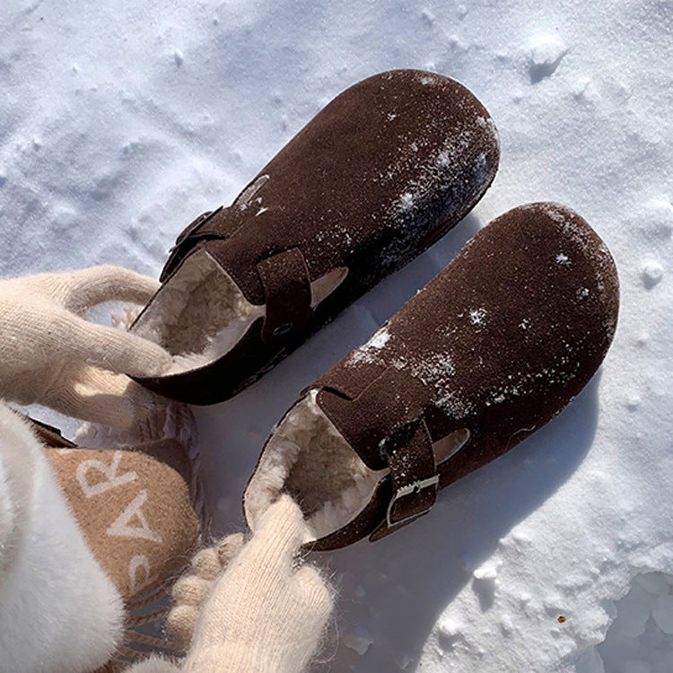 Women's Fleece-lined Thickened Warm Cotton Feeling Genuine Fluffy Women's Shoes