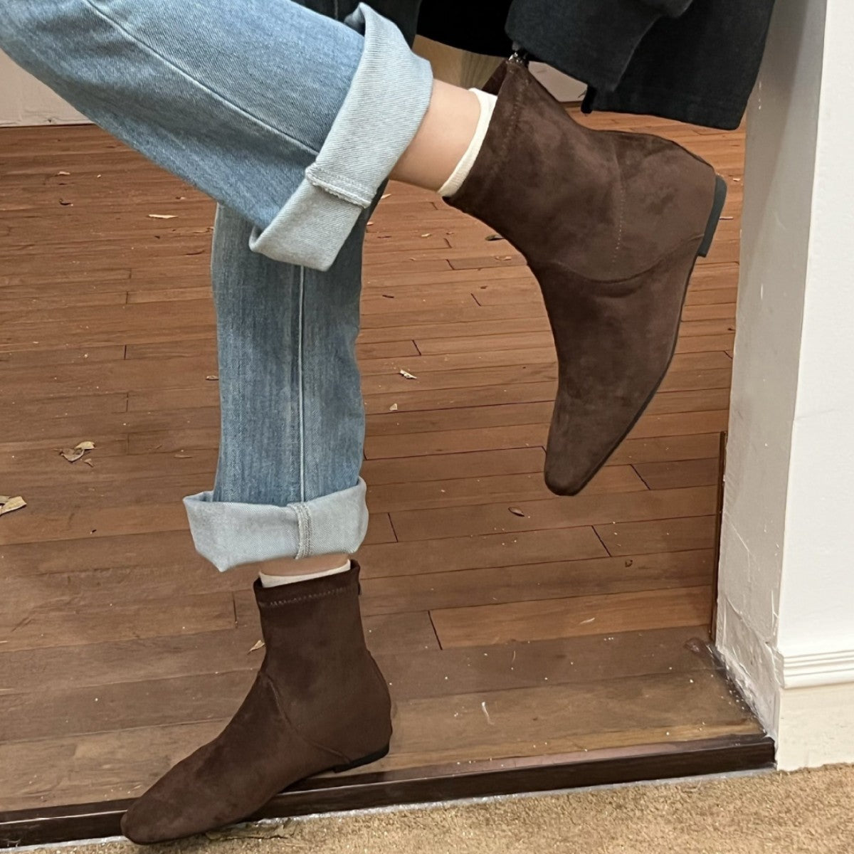Women's Height Increasing Insole Suede Skinny Retro French Western Style Women's Shoes