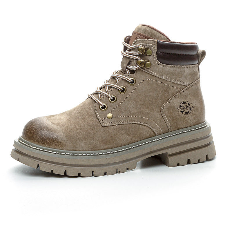 Women's & Men's Khaki Retro Martin For Hidden Platform Boots