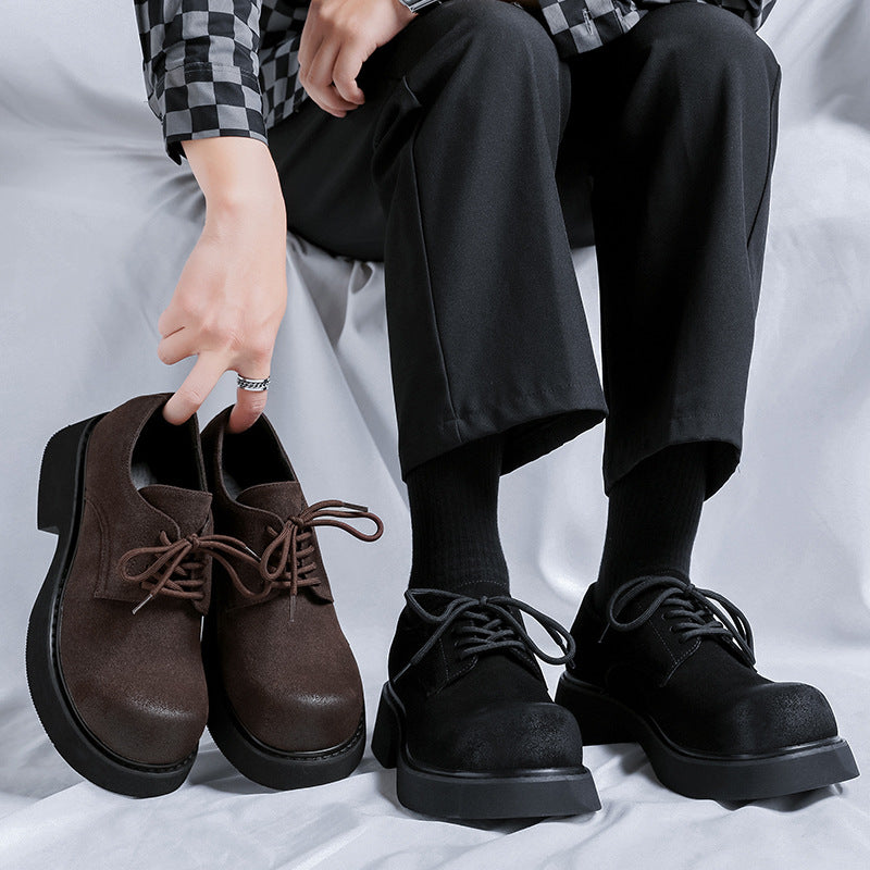 Men's Trendy Retro Big Head Thick Bottom Hight Leather Shoes