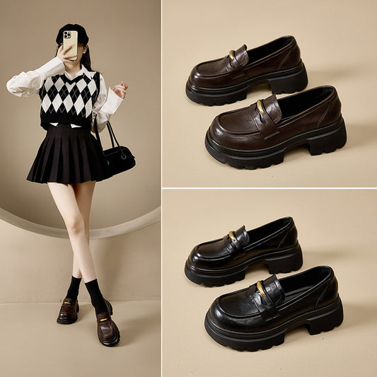 Elevator Wild Preppy Style With Slip-on Loafers