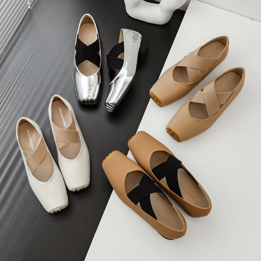 High Comfortable Soft Bottom Low-cut Cross Heels